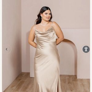 NWT REVELRY Skye Satin Dress - Champagne (Gold)